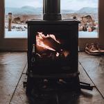Fire burning in a wood-burning stove