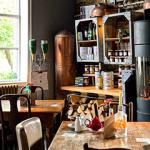 Wood stove in a restaurant