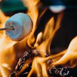 Toasting marshmallows on a fire