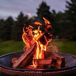 Wood burning in an outdoor firepit